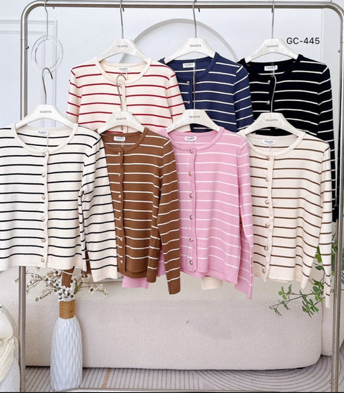 Stripes Button Down Cardigan